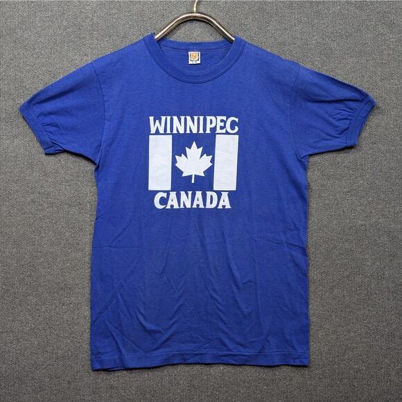 Vintage Winnipeg Canada T Shirt Mens Large Tee Tiger Brand Flag Graphic 70s - Picture 1 of 10